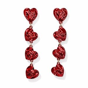 ⚜️ Elegant Red Heart Drop Earrings
